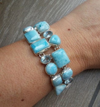 Zilveren armband met Larimar en blauw Topaas